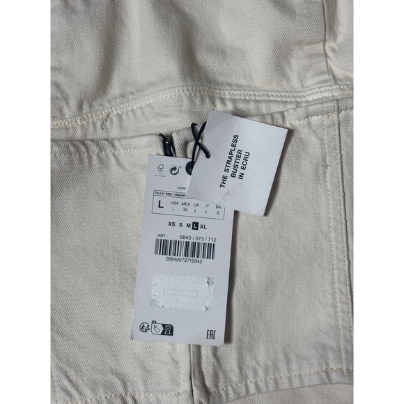 Zara ZW Denim Strapless Bustier Corset in Ecru - Picture 4 of 6